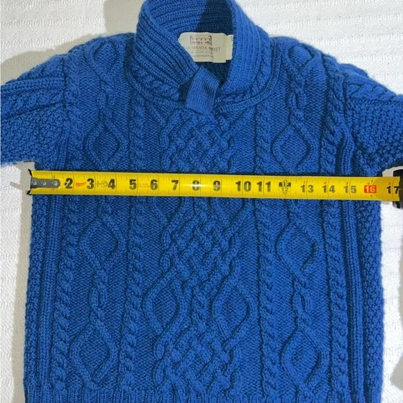 Aran Sweater Market Womens Merino Wool Cable Knit Sweater XS Made In Ireland - Picture 7 of 9